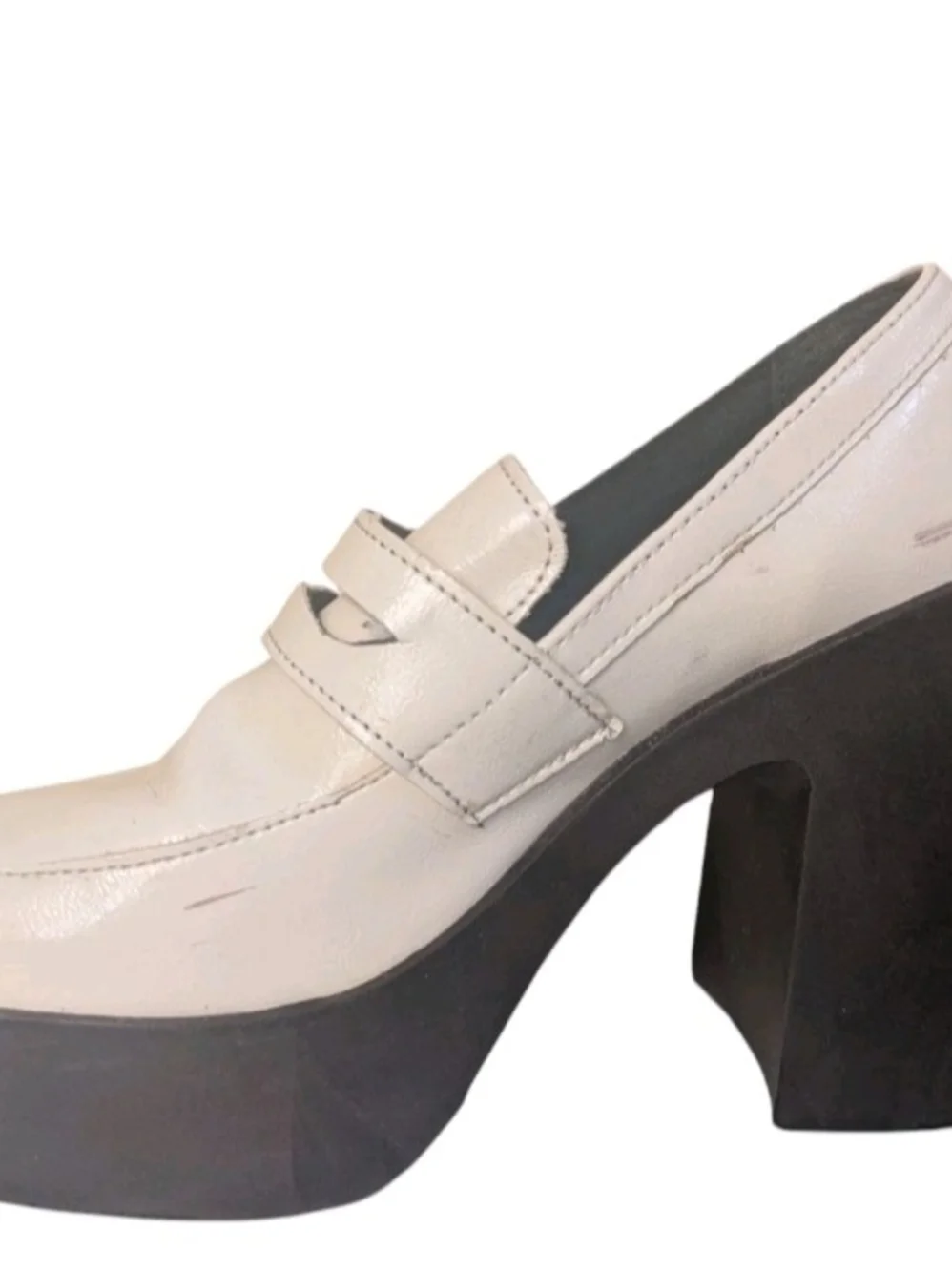 ASOS Design Profile Chunky High Heel Loafer Ivory Sz 6 Platform Shoe Y2K Design